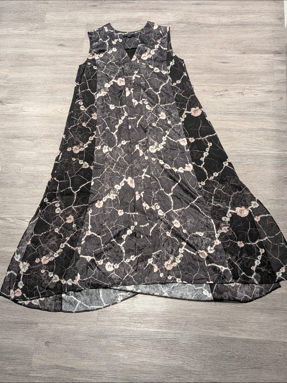 AllSaints Moody Floral & Marble Print Sleeveless High-Low Maxi Dress - Size 6